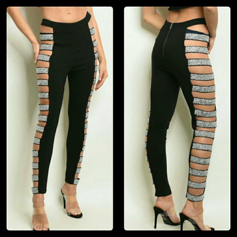 LAST 2! MED & LG!🌹STUD & RHINESTONE BANDAGE PANTS!🌹 - Picture 2 of 3